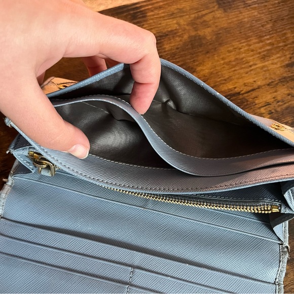 *REHAB* Prada Blue and White saffiano leather Checkered Women's wallet - Picture 11 of 12